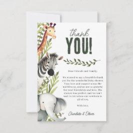 Wild One Safari Animals Boy Baby Shower Dankeskarte