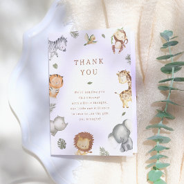 Wild One Safari Animals Boy Baby Shower Dankeskarte