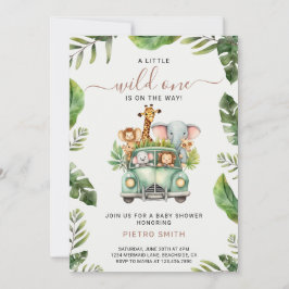 Wild One Safari Animals Boy Baby Shower Einladung