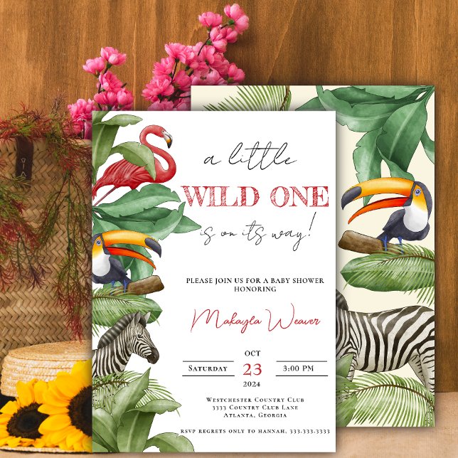 Wild One Safari Animals Boy Baby Shower Einladung (Von Creator hochgeladen)