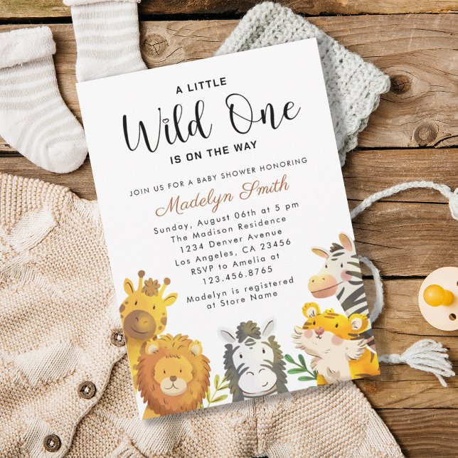 Wild One Safari Animals Boy Baby Shower Einladung (Von Creator hochgeladen)