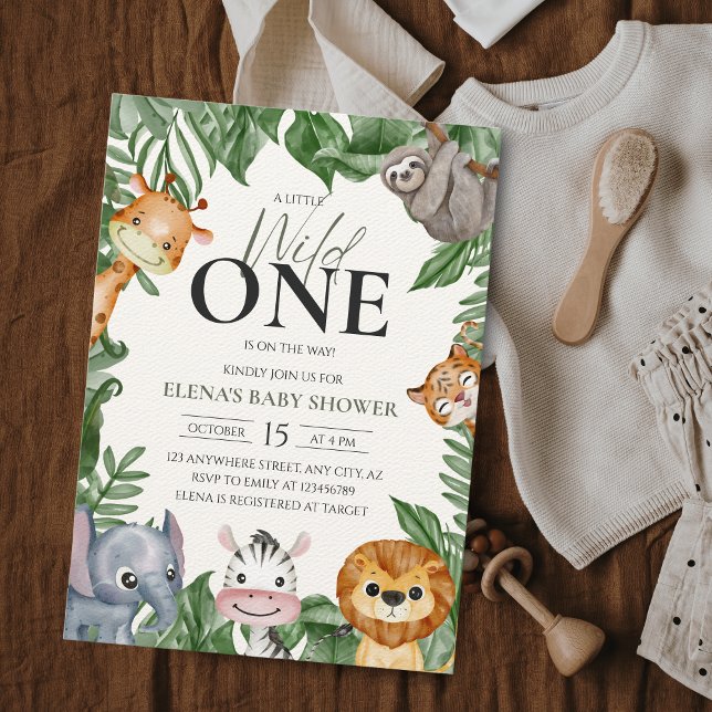 Wild One Safari Animals Boy Baby Shower Einladung (Von Creator hochgeladen)