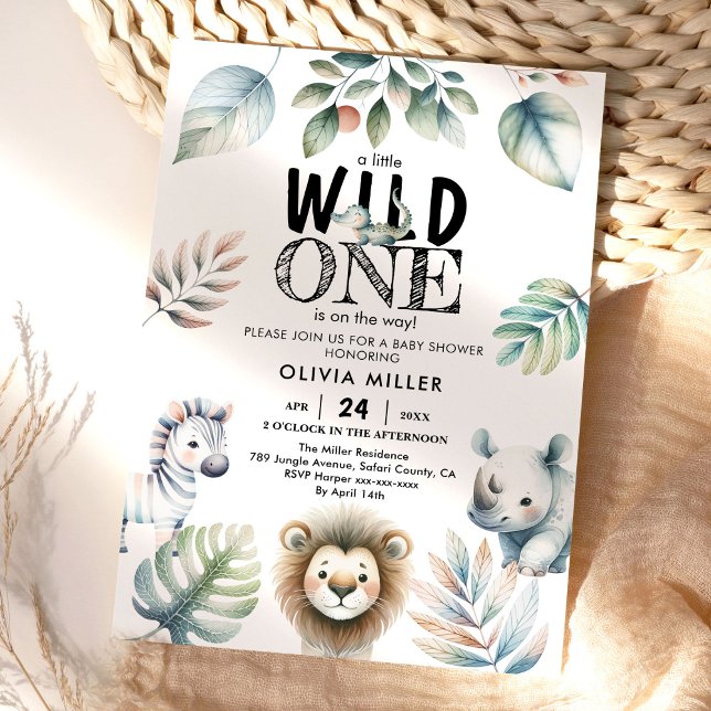 Wild One Safari Animals Boy Baby Shower Einladung (Von Creator hochgeladen)