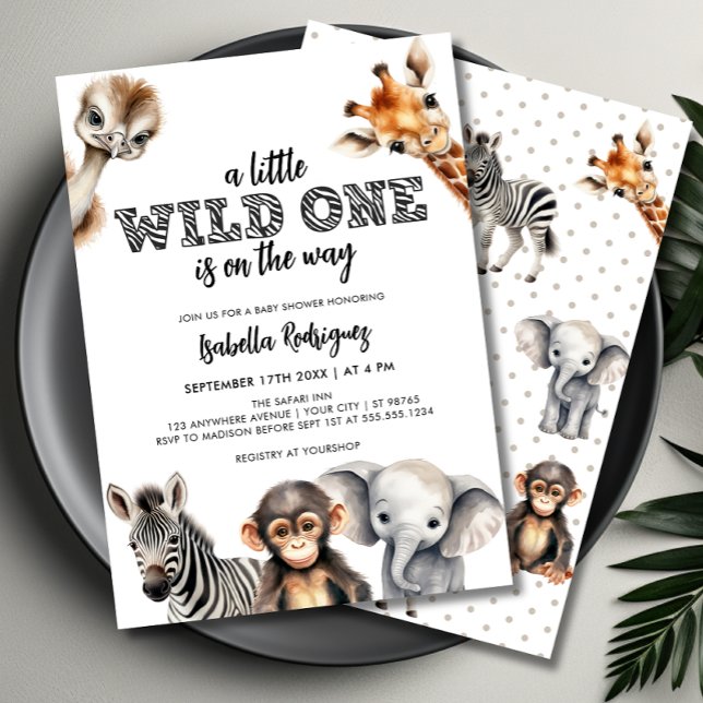 Wild One Safari Animals Boy Baby Shower Einladung (wild one  safari baby shower invite)