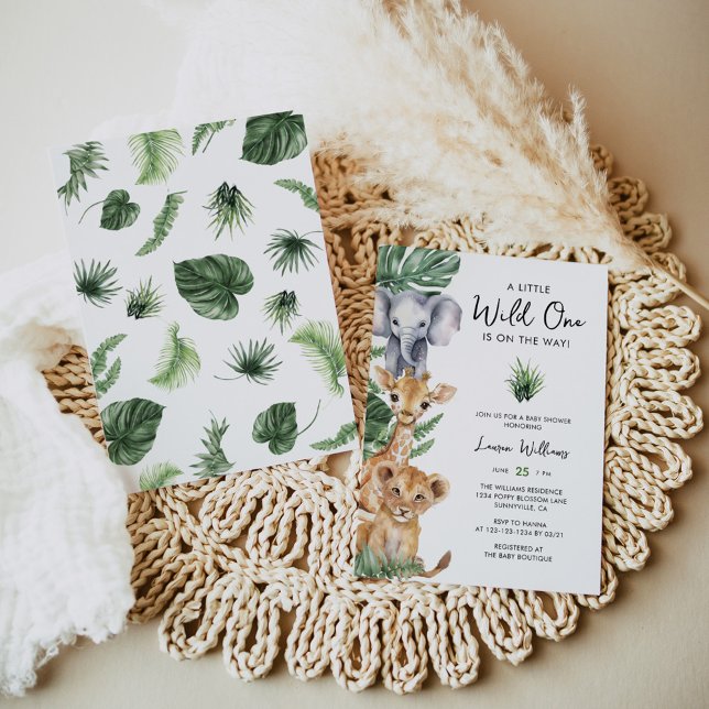 Wild One Safari Animals Boy Baby Shower Einladung (Von Creator hochgeladen)
