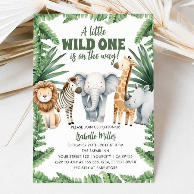 Wild One Safari Animals Boy Baby Shower Einladung (Wild One Safari Animals Boy Baby Shower Invitation)