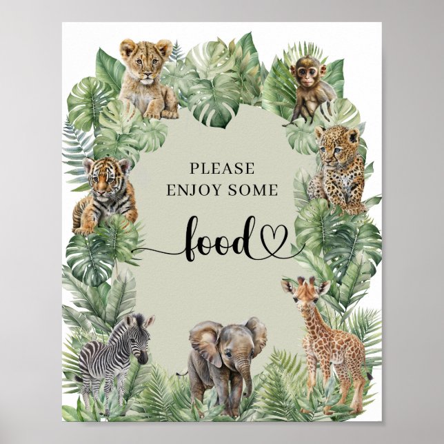 Wild One Safari Animals Boy Baby Shower Food-Zeich Poster (Vorne)