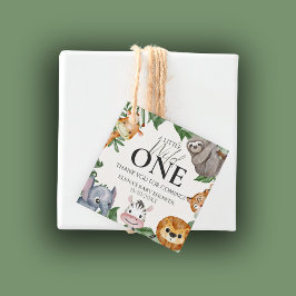 Wild One Safari Animals Boy Baby Shower Geschenkanhänger