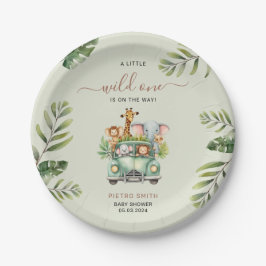 Wild One Safari Animals Boy Baby Shower Pappteller