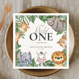 Wild One Safari Animals Boy Baby Shower Serviette