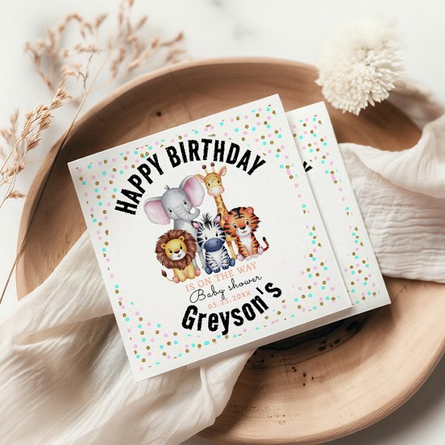 Wild One Safari Animals Boy Baby Shower Serviette (Von Creator hochgeladen)