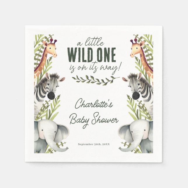 Wild One Safari Animals Boy Baby Shower Serviette (Vorderseite)