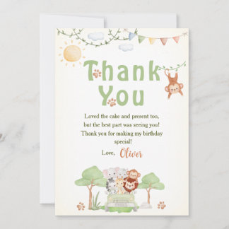 Wild One Safari Animals Boy Birthday Dankeskarte