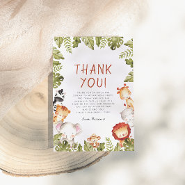 Wild One Safari Animals Boy Birthday Party Dankeskarte