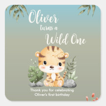 Wild One Safari Animals Cute Tiger 1st Birthday