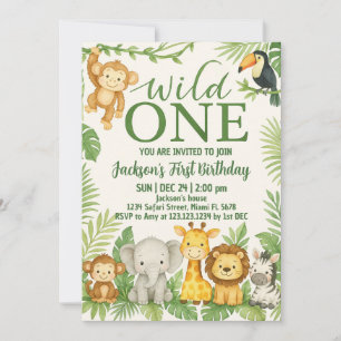 Wild One Safari Animals Geburtstagseinladung Einladung