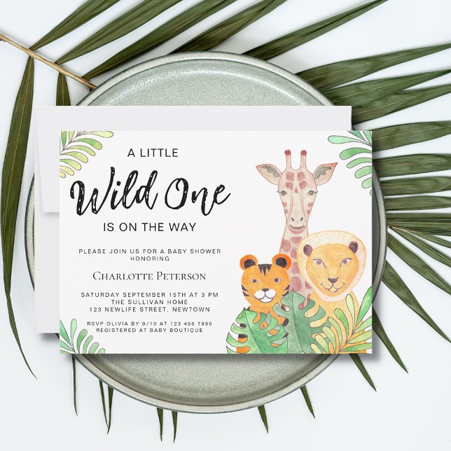 Wild One Safari Animals Gender-Neutral Baby Dusche Einladung (Von Creator hochgeladen)