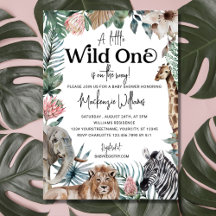 Wild One Safari Animals Gender Neutral Baby Shower