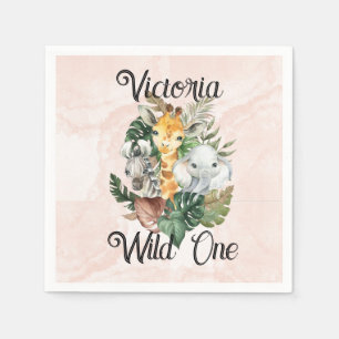 Wild One Safari Animals Girls zum ersten Geburtsta Serviette