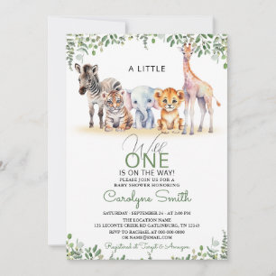 Wild One Safari Animals Greenerity Boy Baby Shower Einladung