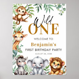 Wild One Safari Animals Junge 1. Geburtstag Willko Poster