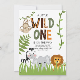 Wild One Safari Animals Kinderdusche Einladung
