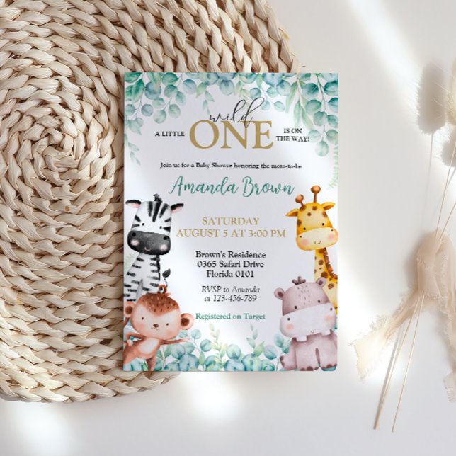 Wild One Safari Animals Kinderdusche Einladung (Wild One Safari Baby Shower Invitation)