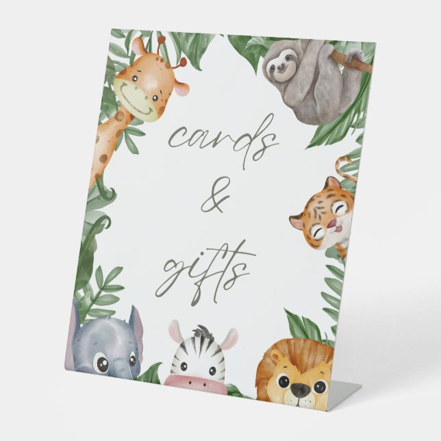 Wild One Safari Animals Kinderduschkarten & Gesche Sockelschild (Vorderseite)