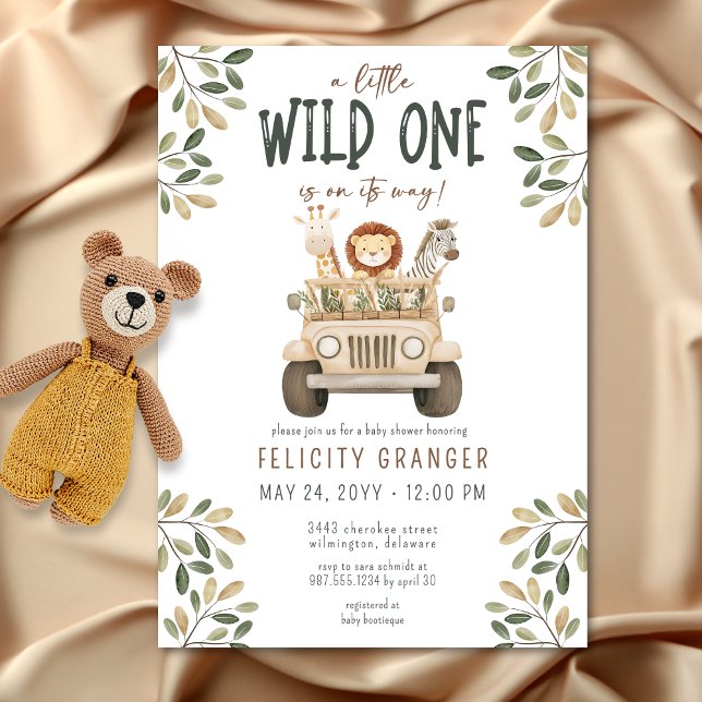 Wild One Safari Animals Neutral Baby Shower Einladung (Wild One Safari Animals Neutral Baby Shower Invitation)