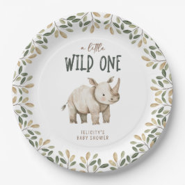 Wild One Safari Animals Neutral Baby Shower Pappteller