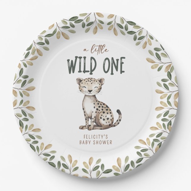 Wild One Safari Animals Neutral Baby Shower Pappteller (Vorderseite)