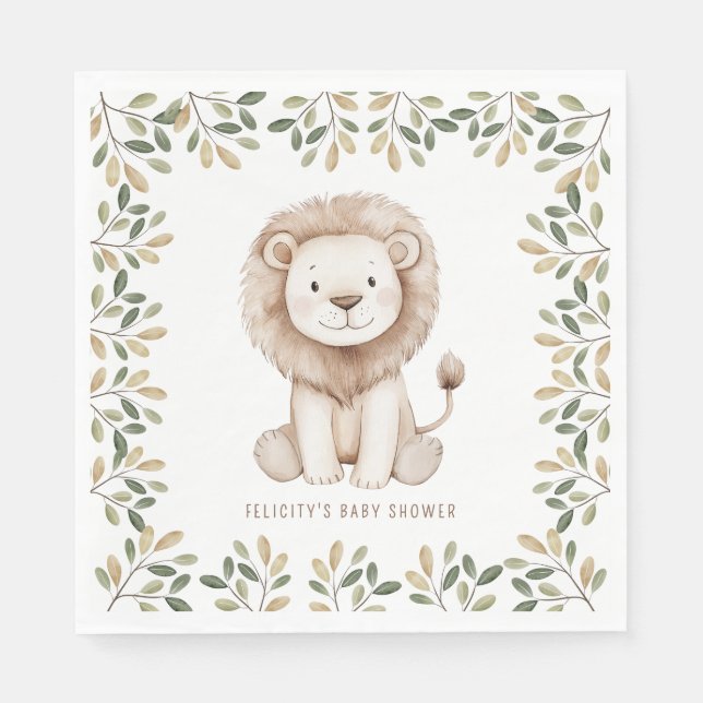 Wild One Safari Animals Neutral Baby Shower Serviette (Vorderseite)