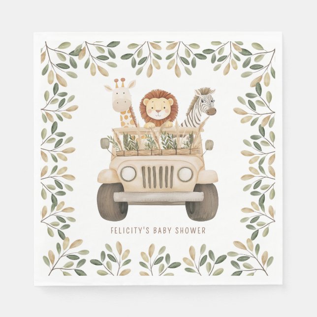 Wild One Safari Animals Neutral Baby Shower Serviette (Vorderseite)