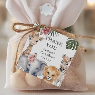 Wild One Safari Animals Niedlich Baby Girl Shower Geschenkanhänger