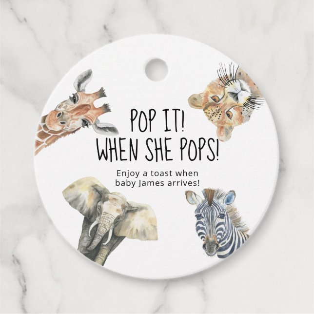 Wild One Safari Animals - POP IT! Wenn sie Pop Geschenkanhänger (Vorderseite)