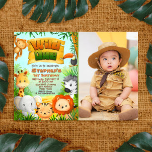 Wild One - Safari Animaux avec invitation photo