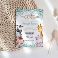 Wild One Safari Animaux Baby shower Invitation