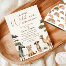 Wild One Safari Animaux Baby shower Invitation