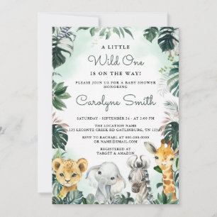 Wild One Safari Animaux Baby shower Invitation