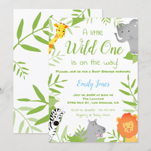 Wild One Safari Animaux Baby shower Invitation gar