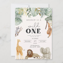 Wild One Safari Animaux Carte d'invitation