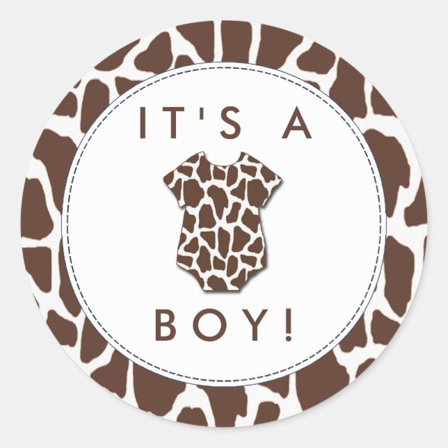 Wild One Safari Baby Dusche Runder Aufkleber (Vorderseite)