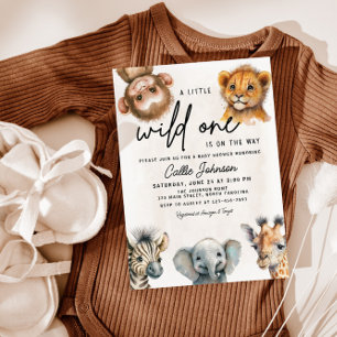 Wild One Safari Baby shower animal Invitation