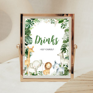 Wild One Safari Baby Shower Getränke Schild