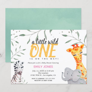 Wild One Safari Baby shower Girl Invitation