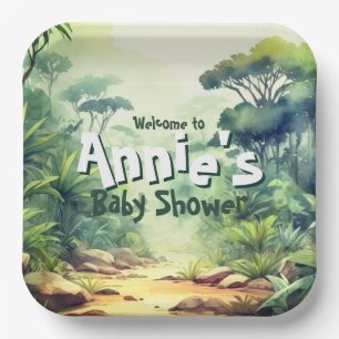 Wild one Safari Baby Shower Green Pappteller