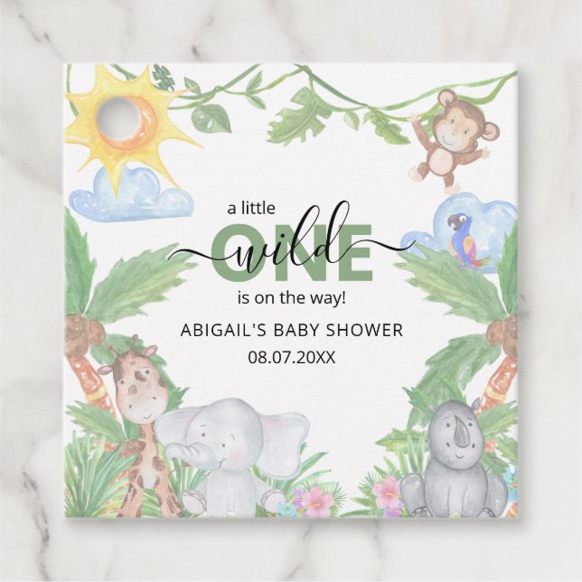 Wild One Safari Baby Shower Napkins Geschenkanhänger (Vorderseite)