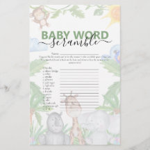 Wild One Safari Baby Shower Spiel