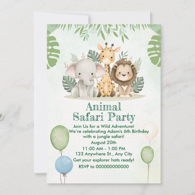 Wild One Safari Birthday Invitation (Devant)