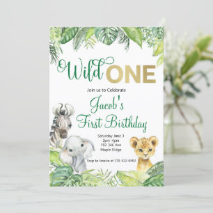 Wild One Safari Birthday Invitation Einladung
